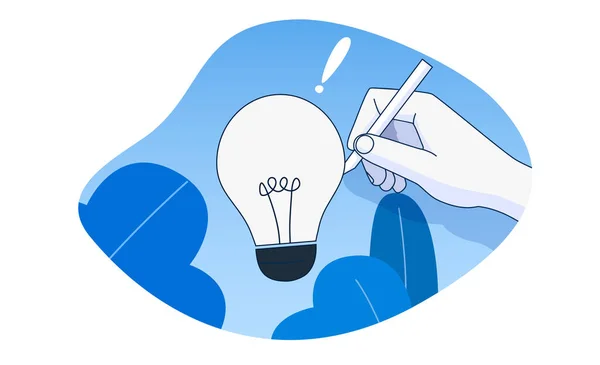 Hand Zieht Eine Glühbirne Das Konzept Der Kreativität Und Ideen — Stockvektor