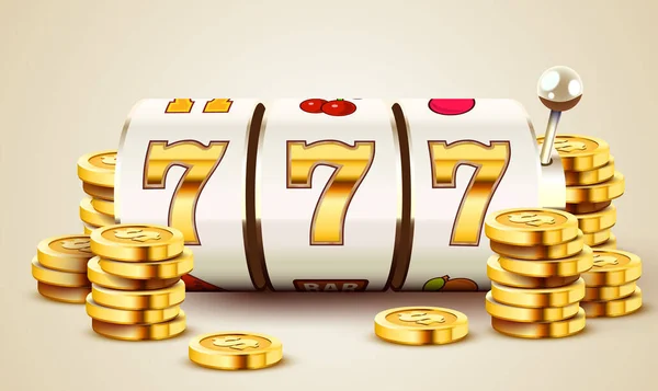 Goldener Spielautomat Gewinnt Den Jackpot 777 Big Win Konzept Casino — Stockvektor