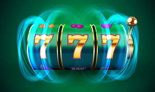 Neon Automat Mince Vyhrává Jackpot 777 Big Win Kasino Koncept — Stockový vektor