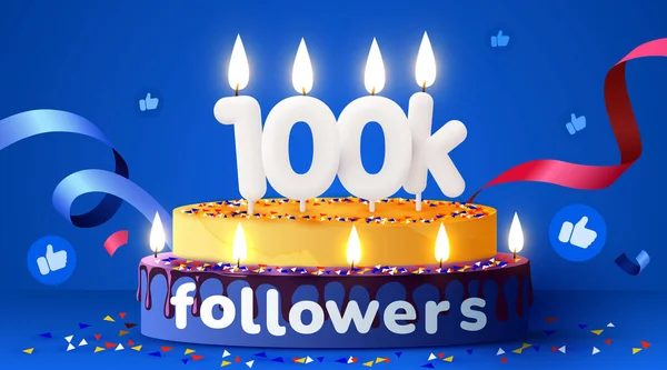 100K 100000 Seguidores Gracias Amigos Redes Sociales Seguidores Suscriptores Gusta — Vector de stock