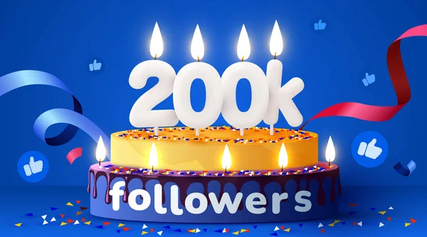 200 000 200 000 Seguidores Gracias Amigos Redes Sociales Seguidores — Vector de stock