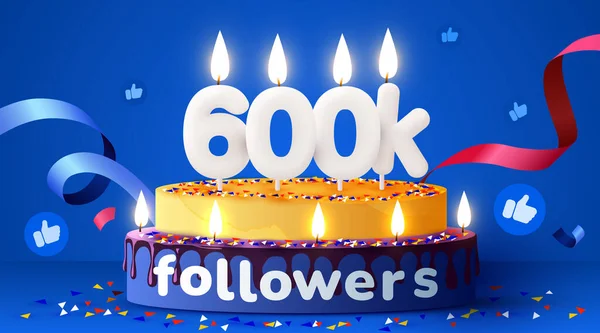 600K 600000 Followers Merci Social Network Amis Abonnés Abonnés Aime — Image vectorielle