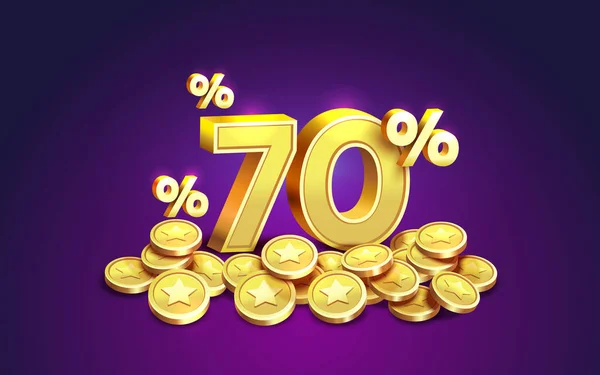 Cashback Prozent Goldmünzen Finanzielle Ersparnis Vektor — Stockvektor