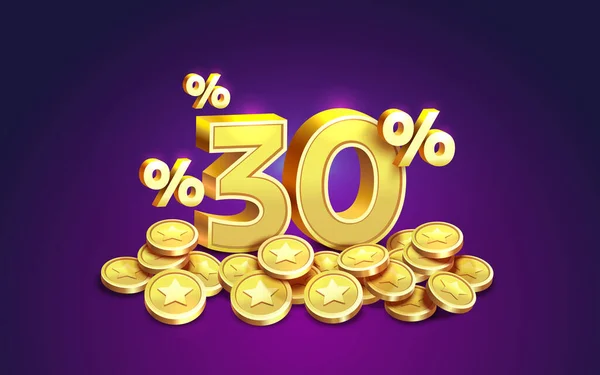 Викарбувані Процентних Золотих Монет Фінансові Заощадження Вектор — стоковий вектор