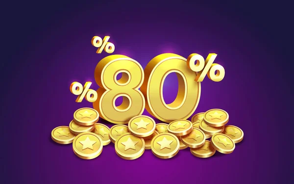 キャッシュバック80パーセントの黄金のコイン 財政を救う ベクトル — ストックベクタ