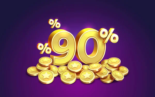 Cashback Prozent Goldmünzen Finanzielle Ersparnis Vektor — Stockvektor