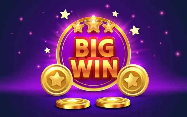 Казино Big Win Постер Джекпота Монеты Победителя Специальный Золотой Приз — стоковый вектор
