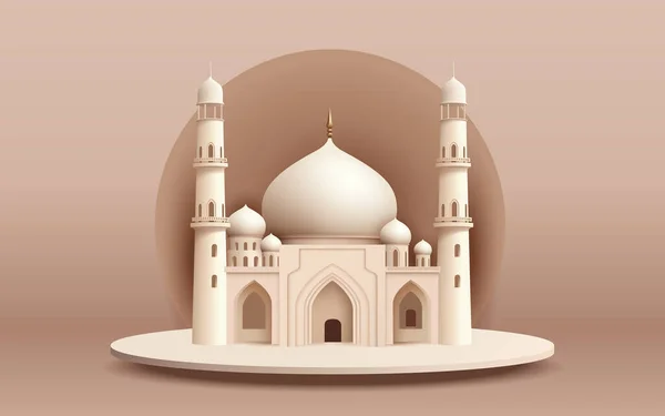 Kartu Biru Barak Gambar Pemandangan Malam Masjid Dari Lengkungan Latar - Stok Vektor