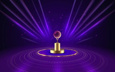 Ödül adaylığı podyumu, altın ödül töreni, sahne yıldızı töreni. Vektör illüstrasyonu