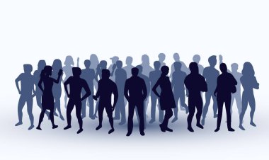 Bir grup insan silueti. Takım çalışması konsepti. Vektör illüstrasyonu