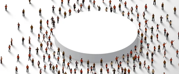 Große Gruppe Von Menschen Form Eines Kreises Die Menschen Drängen — Stockvektor