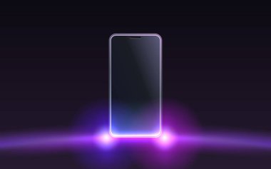 Akıllı telefon mobil ekranı, teknoloji mobil ekran ışığı. Vektör