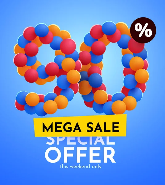 Percent Discount Creative Composition Mega Sale Vector Illustration — Stock Vector