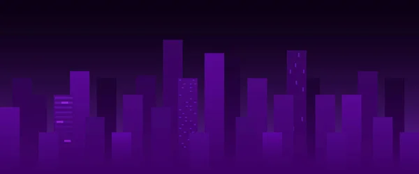 Futuristické Noční Město Cityscape Tmavém Pozadí Zářícími Neonovými Světly Cyberpunk — Stockový vektor