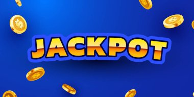 Altın sikkelerin arka planında büyük ikramiye. Vektör illüstrasyonu