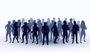 Bir grup insan silueti. Takım çalışması konsepti. Vektör illüstrasyonu