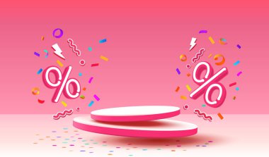 Podyum yüzde iş afişi, indirimli pankart teklifi. Vektör