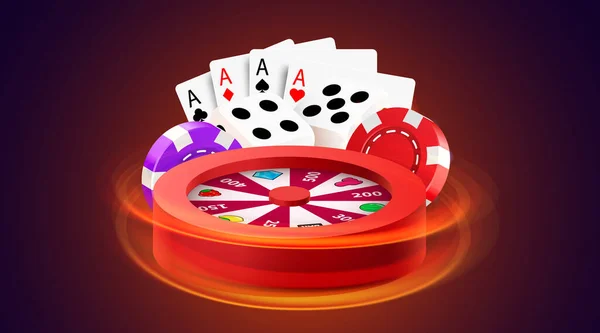 Wheel Luck Fortune Colorful Gambling Wheel Online Casino Banner Internet — Stock Vector