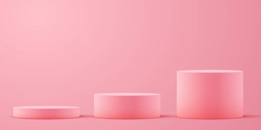Abstract scene background. Cylinder podium on pastel background. Product presentation, mock up, show cosmetic product, Podium, stage pedestal or platform. Vector illustration