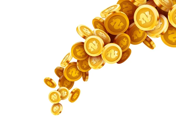 Monete Cadenti Soldi Cadenti Monete Oro Volanti Pioggia Dorata Jackpot — Vettoriale Stock