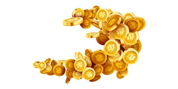 Падаючі Монети Падаючі Гроші Літаючі Золоті Монети Золотий Дощ Джекпот — стоковий вектор