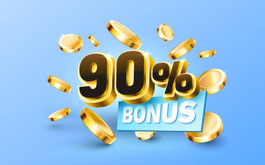 Bonus 90 Cash geri ödeme servisi, finansal ödeme etiketi. Vektör