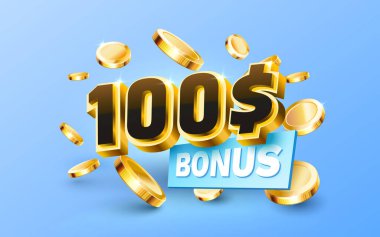 Bonus 100 kupon özel kupon, çek pankartı özel teklif. Vektör