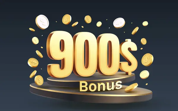 Bonus 900 Dolarů Mince Kupon Speciální Poukaz Zkontrolujte Banner Speciální — Stockový vektor