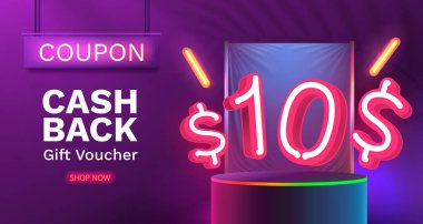 Özel kupon 10 dolar, özel afişi kontrol et. Vektör