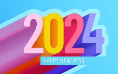 Mutlu yıllar 2024. Bayram posteri ya da afiş tasarımı. Vektör illüstrasyonu