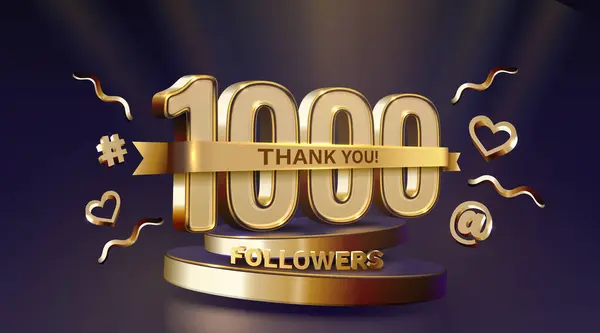 Teşekkürler 1000 Takipçi Insanlar Online Sosyal Grup Mutlu Bayrak Kutlaması — Stok Vektör