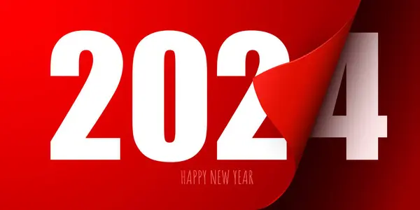 Ευτυχισμένο Νέο Έτος 2024 Πρότυπο Σχεδιασμού Ευχετήριων Καρτών Σελίδα Ημερολογίου — Διανυσματικό Αρχείο
