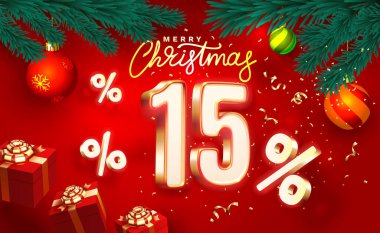 Mutlu Noeller,% 15 indirim. Satış afişi ve poster. Vektör