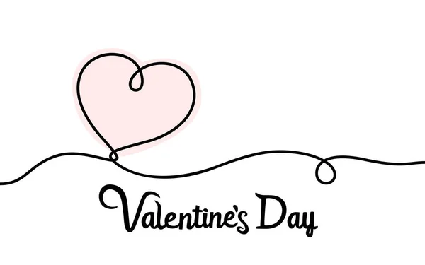 Heart Line Art Postal Happy Valentines Day Fevereiro Vetor — Vetor de Stock