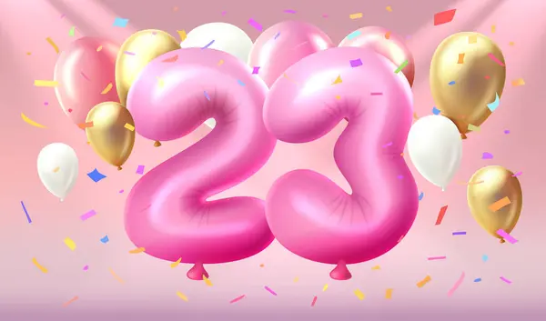 Feliz Cumpleaños Años Aniversario Persona Cumpleaños Globo Forma Números Veintitrés — Archivo Imágenes Vectoriales