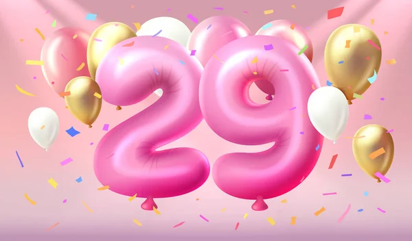 Feliz Cumpleaños Años Aniversario Persona Cumpleaños Globo Forma Números Veintinueve — Archivo Imágenes Vectoriales