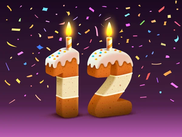 Happy Birthday Person Geburtstag Jahrestag Kerze Mit Kuchen Form Von — Stockvektor