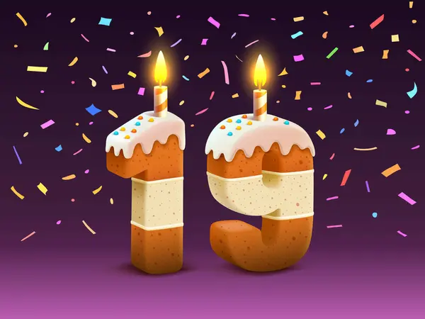 生日快乐 人的生日 烛台与蛋糕的形式19号 — 图库矢量图片