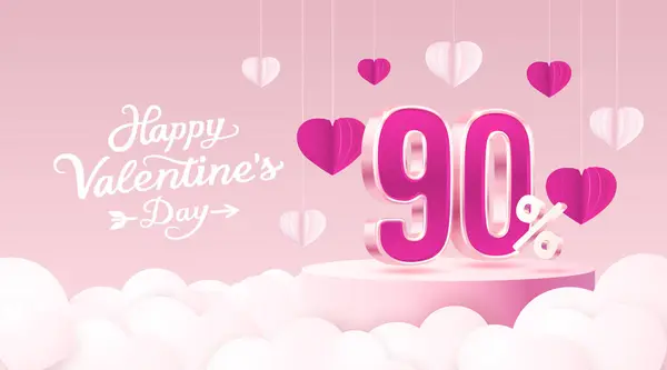 Happy Valentine Day Mega Sale Special Offer Sale Banner Sign — Stock Vector