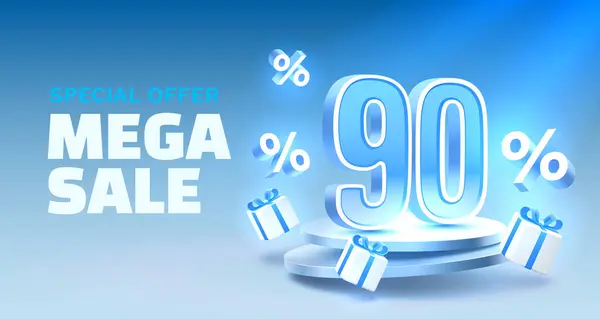 Mega Sale Special Offer Sale Banner Sign Board Promotion Vector — Stock Vector