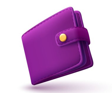 Gerçekçi deri cüzdan. Beyaz arka planda izole edilmiş. Vektör illüstrasyonu