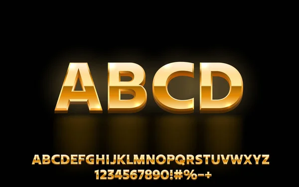 Gold Font Set Collection Letters Numbers Symbol Vector Illustration — Stock Vector