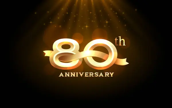 Jubileum 80Ste Jaar Gouden Viering Verjaardagsfeest Vector — Stockvector