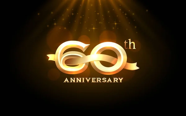 Anniversary 60Th Year Golden Celebration Birthday Event Vector — Stock Vector