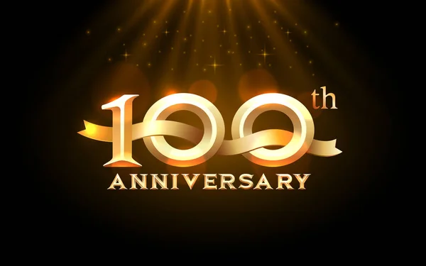 100 Yıl Dönümü Altın Kutlama Doğum Günü Etkinliği Vektör — Stok Vektör