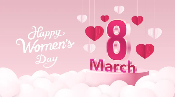 Banner Del Día Internacional Mujer Volante Para Portada Del Marzo — Vector de stock