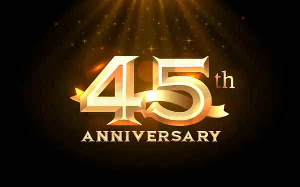 Anniversary 45Th Year Golden Celebration Birthday Event Vector — Stock Vector