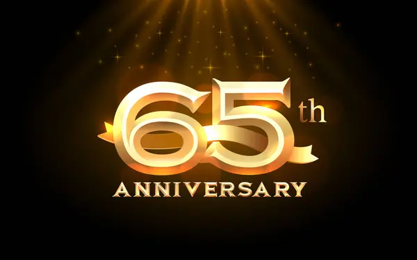 Anniversary 65Th Year Golden Celebration Birthday Event Vector — Stock Vector