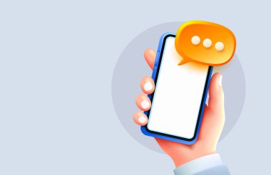 Mesaj e-posta akıllı telefon ekranı, afiş kullanıcı telefonu. Vektör