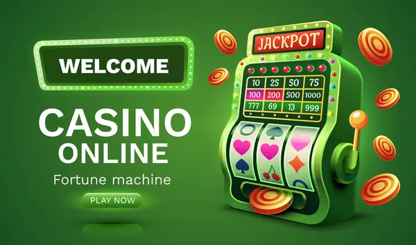 Casino 777 Banner Slots Machine Winner Jackpot Fortune Luck Вектор — стоковый вектор